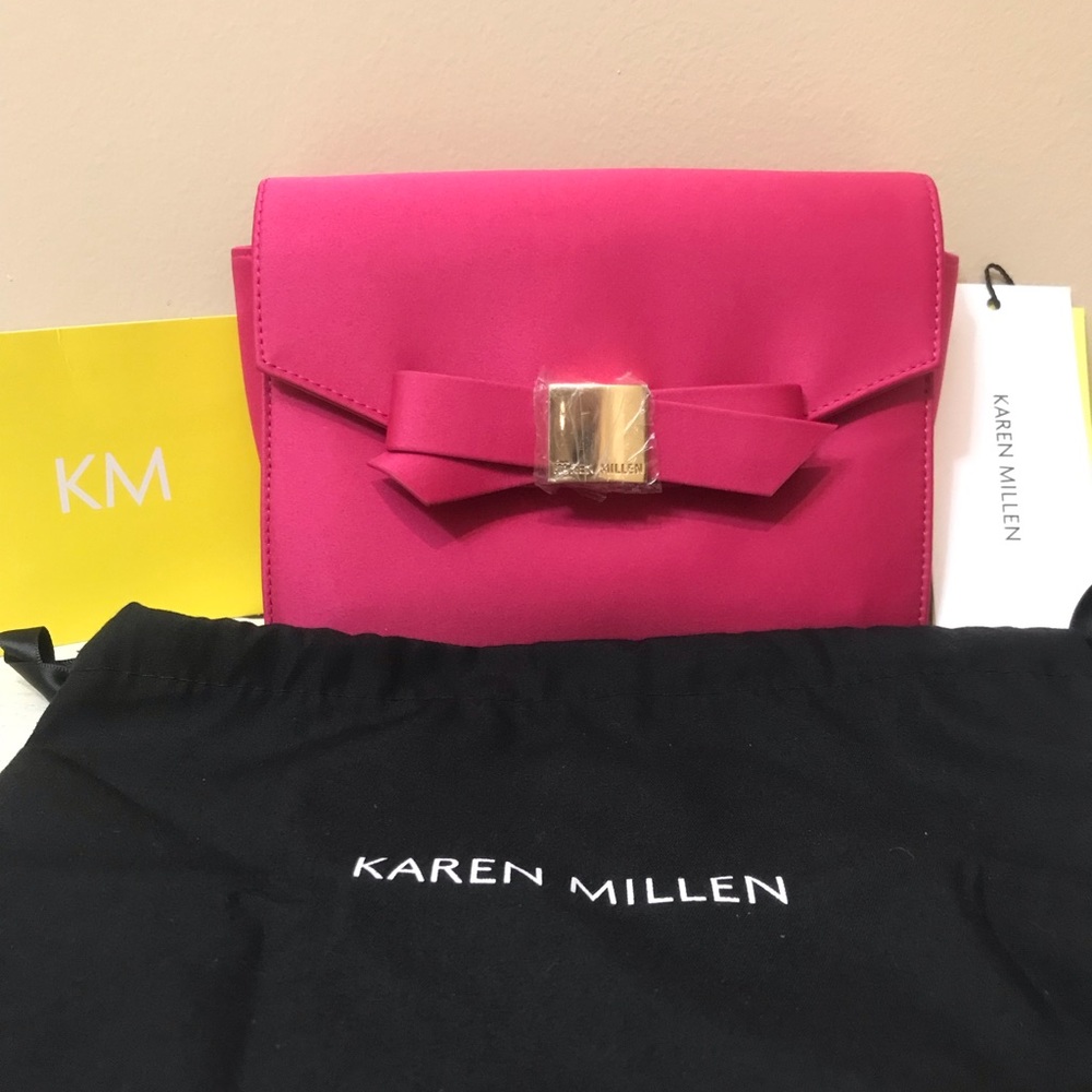 NWT Karen Millen Bow Front Clutch Bag